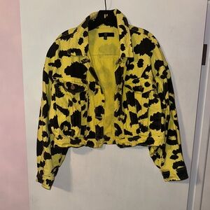 Missguided denim yellow leopard jacket